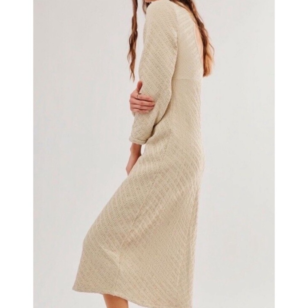 Free People NWOT Gabby Seamless Midi Dress Wet Plaster Ivory/Cream M/L - Picture 2 of 13